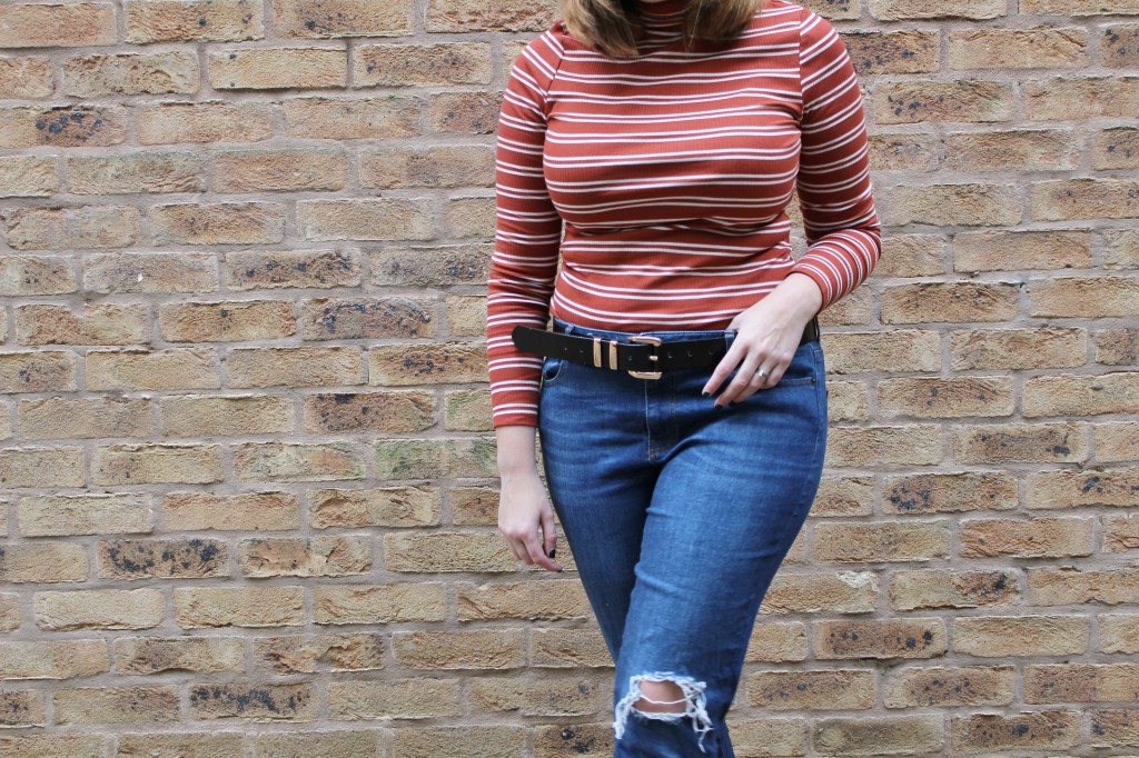 ASOS close up ribbed striped turtle neck